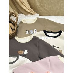 Bộ Đồ Ngủ Dài Tay Cổ Tròn Giữ Nhiệt Mịn Nhiều Họa Tiết Dễ Thương Cho Bé - Thời Trang Thu Đông Hàn Quốc Cho Trẻ Em