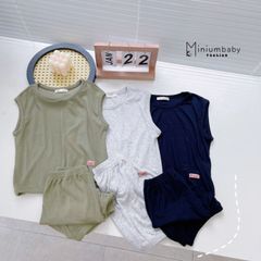 [MINIUMBABY] Bộ Đồ Thun Tăm Sát Nách Siêu Mềm Mịn Co Dãn Cho Bé Ngày Hè Năng Động