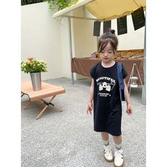 Váy Suông Cotton Tay Cánh Dơi Ambbkids - Thời Trang Nữ Đáng Yêu Cho Bé Gái Hè 2023, Thiết Kế Vạt Xẻ Điệu Đà