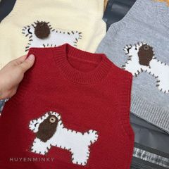Áo Len Gile Dệt Kim Cún Con Dễ Thương Cho Bé Gái, Bé Trai Phong Cách Thu Đông Hàn Quốc 2025 - Size 90-130