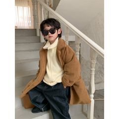 Lemon - Áo Khoác Lông Dày Dáng Dài Nâu Phong Cách Hàn Quốc Cho Bé Trai, Bé Gái