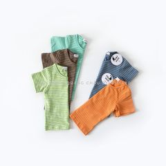 Bộ Cộc Tay Cotton Kẻ Minky Mom Mềm Mát Cho Bé - Thời Trang Đáng Yêu Chất Liệu Cao Cấp, Size 73-100