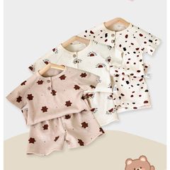 2023 Bộ Cộc Hoạ Tiết Cotton Tổ Ong Peekaboo Cho Bé Phong Cách Hàn Quốc Cực Xinh