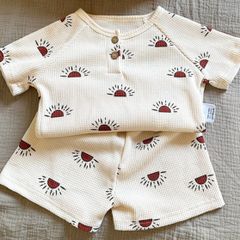 2023 Bộ Cộc Hoạ Tiết Cotton Tổ Ong Peekaboo Cho Bé Phong Cách Hàn Quốc Cực Xinh