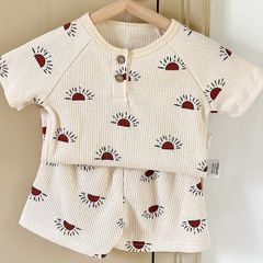 2023 Bộ Cộc Hoạ Tiết Cotton Tổ Ong Peekaboo Cho Bé Phong Cách Hàn Quốc Cực Xinh