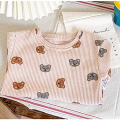 2023 Bộ Cộc Hoạ Tiết Cotton Tổ Ong Peekaboo Cho Bé Phong Cách Hàn Quốc Cực Xinh