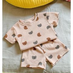 2023 Bộ Cộc Hoạ Tiết Cotton Tổ Ong Peekaboo Cho Bé Phong Cách Hàn Quốc Cực Xinh