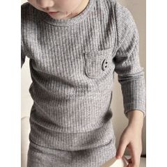 Bộ Quần Áo Dài Tay Len Tăm Smile Cao Cấp Hàn Quốc cho Bé - Thời Trang Mùa Thu Đông 2024, Size 90-130