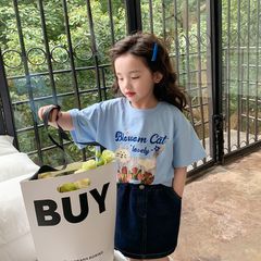 Áo Thun Ngắn Tay Dễ Thương Cho Bé Gái AmbbKids - Họa Tiết Cartoon Hàn Quốc, Chất Liệu Cotton Mềm Mịn, Đủ Size 90-150