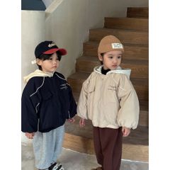 Áo Khoác Cotton Trần Bông Dày Có Mũ Cho Bé Gái & Bé Trai - Phong Cách Rộng Mùa Đông, Size 80-150, Siêu Ấm 2024