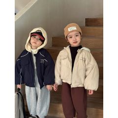 Áo Khoác Cotton Trần Bông Dày Có Mũ Cho Bé Gái & Bé Trai - Phong Cách Rộng Mùa Đông, Size 80-150, Siêu Ấm 2024
