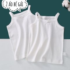 Áo Ba Lỗ và Áo 2 Dây 100% Cotton Cho Bé Trai, Bé Gái - Màu Trắng Tinh Khiết, Thoáng Khí, Mềm Mại, Hàng Xuất Nhật 2024