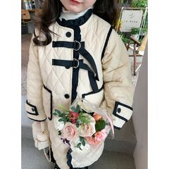 [Xả hàng] Áo Khoác Trần Bông Ambbkids Dáng Dài Phong Cách Nước Ngoài Cho Bé Gái