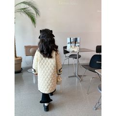 [Xả hàng] Áo Khoác Trần Bông Ambbkids Dáng Dài Phong Cách Nước Ngoài Cho Bé Gái