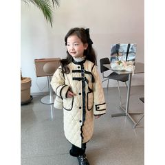 [Xả hàng] Áo Khoác Trần Bông Ambbkids Dáng Dài Phong Cách Nước Ngoài Cho Bé Gái