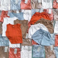 Đồ bộ sát nách trơn HM bé trai vải cotton dư xịn