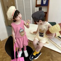 Bộ Ba Lỗ Hình Bánh Mì, Khoai Tây Chiên, Capuchino Dễ Thương Cho Bé - Thời Trang Hàn Quốc Chất Cotton Thoáng Mát