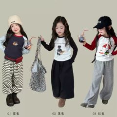 Áo Thun Dài Tay Phối Màu Cho Bé Gái Hàn Quốc - Dễ Thương, Ngọt Ngào, Phong Cách Thu Đông, Hoạt Hình Đáng Yêu
