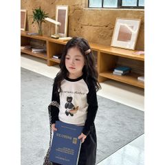 Áo Thun Dài Tay Phối Màu Cho Bé Gái Hàn Quốc - Dễ Thương, Ngọt Ngào, Phong Cách Thu Đông, Hoạt Hình Đáng Yêu