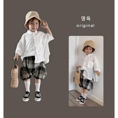 Áo Sơ Mi Cotton Mỏng Mát Mùa Hè 2023 Cho Bé Trai & Bé Gái - Phong Cách Hàn Quốc Cá Tính Thời Trang Trẻ Em