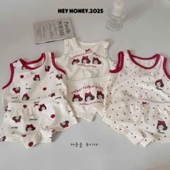 Bộ Đồ Lót Dễ Thương Cho Bé Gái - Cotton Mềm Mại, An Toàn - Thiết Kế Xinh Xắn Dành Cho Mùa Hè - Quần và Áo Ba Lỗ Tiện Lợi