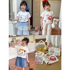 Áo Thun Bé Gái Thêu Hình Dễ Thương - Phong Cách Hàn Quốc, Cotton Mềm Mát, Thoáng Khí, Size 2-8 Tuổi, Họa Tiết Hoạt Hình Ngộ Nghĩnh