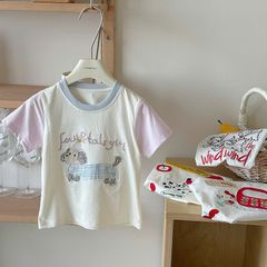 Áo Thun Bé Gái Thêu Hình Dễ Thương - Phong Cách Hàn Quốc, Cotton Mềm Mát, Thoáng Khí, Size 2-8 Tuổi, Họa Tiết Hoạt Hình Ngộ Nghĩnh
