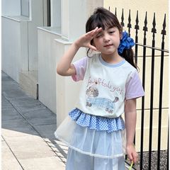 Áo Thun Bé Gái Thêu Hình Dễ Thương - Phong Cách Hàn Quốc, Cotton Mềm Mát, Thoáng Khí, Size 2-8 Tuổi, Họa Tiết Hoạt Hình Ngộ Nghĩnh
