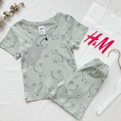 [VNXK] Bộ Đồ HM Cộc Tay Cotton Hè Hàng Xuất Dư Xịn Hình Gấu Thỏ, Khủng Long Đáng Yêu Cho Bé Trai Bé Gái