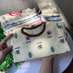 Bộ Quần Áo Dài Tay Hoạt Hình Cotton Mùa Thu Cho Bé Trai Gái - Thoáng Khí, Dễ Chịu, Phong Cách Hàn Quốc 200g