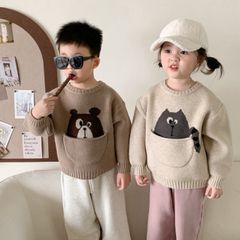 [MTinyQueen] Áo Len Hoạt Hình Chui Đầu Hình Gấu, Mèo, Gấu Trúc Cho Bé Trai Bé Gái Từ 1-7 tuổi, Hàng Quảng Châu Cao Cấp [