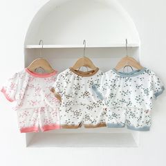 peekaboo2023 Bộ Cộc Hoa Rose Thun Cotton Mềm Mại Phong Cách Hàn Quốc Cho Bé