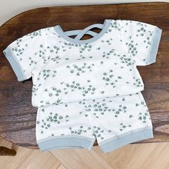 peekaboo2023 Bộ Cộc Hoa Rose Thun Cotton Mềm Mại Phong Cách Hàn Quốc Cho Bé