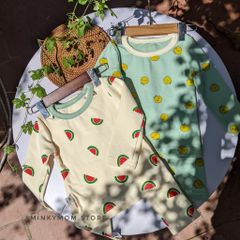Bộ Đồ Dài Tay Hoạ Tiết Đáng Yêu Cho Bé Trai/Gái - Vải Cotton Co Dãn Thoáng Khí, An Toàn, Thoải Mái