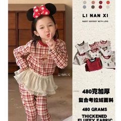 Bộ Đồ Ngủ Lót Lông Ấm Áp Màu Đỏ Giáng Sinh Cho Bé - Thời Trang Thu Đông Dễ Thương Cho Bé Trai Gái 2025