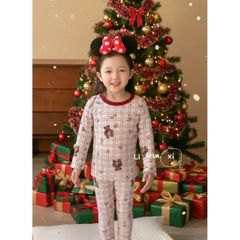 Bộ Đồ Ngủ Lót Lông Ấm Áp Màu Đỏ Giáng Sinh Cho Bé - Thời Trang Thu Đông Dễ Thương Cho Bé Trai Gái 2025