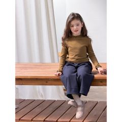 Áo Thun Dài Tay Bé Gái Cổ Bèo AmbbKids - Thời Trang Hàn Quốc Dễ Thương, Chất Liệu Cotton Mềm Mại, Size 90-150