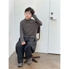 Áo Nỉ Giữ Nhiệt Sọc Ngang Cổ Cao Cho Bé Trai Gái - Thời Trang Thu Đông Ambbkids 2025, Chất Liệu Dày Dặn, Phong Cách Hàn Quốc