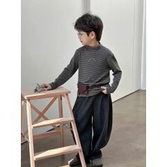 Áo Nỉ Giữ Nhiệt Sọc Ngang Cổ Cao Cho Bé Trai Gái - Thời Trang Thu Đông Ambbkids 2025, Chất Liệu Dày Dặn, Phong Cách Hàn Quốc