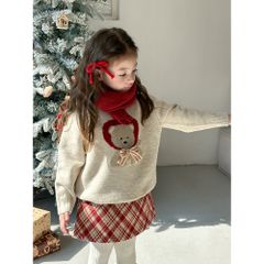 [Ambbkids] Áo len dệt kim hình gấu nơ 3D dễ thương cho bé gái Ambbkids Mùa Đông 2025