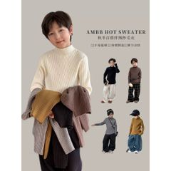 Áo Len Cổ Cao Ambb Kids Dệt Kim Cho Bé Gái Bé Trai - Thiết Kế Thu Đông 2025, Ấm Áp Mềm Mại, Size 90-150