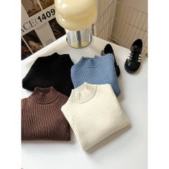 Áo Len Cổ Cao Ambbkids Cho Bé Trai & Bé Gái - Phong Cách Thu Đông Hàn Quốc, Chất Liệu Dày Dặn, Size 90-150