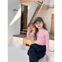 Áo Len Cổ Cao Ambbkids Cho Bé Trai & Bé Gái - Phong Cách Thu Đông Hàn Quốc, Chất Liệu Dày Dặn, Size 90-150