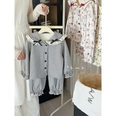 Bộ Đồ Ngủ Pijama Lót Lông Cừu Đính Nơ Dễ Thương Cho Bé Gái - Thời Trang Cao Cấp Hàn Quốc 2025, Size 90-130