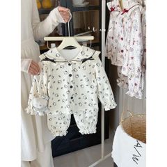 Bộ Đồ Ngủ Pijama Lót Lông Cừu Đính Nơ Dễ Thương Cho Bé Gái - Thời Trang Cao Cấp Hàn Quốc 2025, Size 90-130