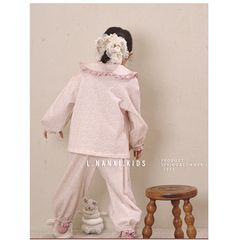 Bộ Đồ Ngủ Bé Gái Linanxi Cổ Búp Bê Nhún Gấu, Pijama Dễ Thương Chất Cotton Mềm Mịn, Họa Tiết Thỏ Xinh, Size 90-140