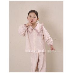Bộ Đồ Ngủ Bé Gái Linanxi Cổ Búp Bê Nhún Gấu, Pijama Dễ Thương Chất Cotton Mềm Mịn, Họa Tiết Thỏ Xinh, Size 90-140