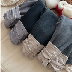 Quần Legging Nối Tất Dày Dặn Lót Lông Cừu Cho Bé Gái 1-8 Tuổi, Co Dãn Mềm Mại Mùa Thu Đông Phong Cách Hàn Quốc