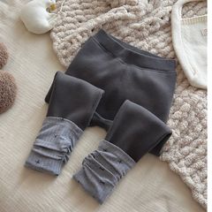 Quần Legging Nối Tất Dày Dặn Lót Lông Cừu Cho Bé Gái 1-8 Tuổi, Co Dãn Mềm Mại Mùa Thu Đông Phong Cách Hàn Quốc