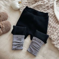 Quần Legging Nối Tất Dày Dặn Lót Lông Cừu Cho Bé Gái 1-8 Tuổi, Co Dãn Mềm Mại Mùa Thu Đông Phong Cách Hàn Quốc